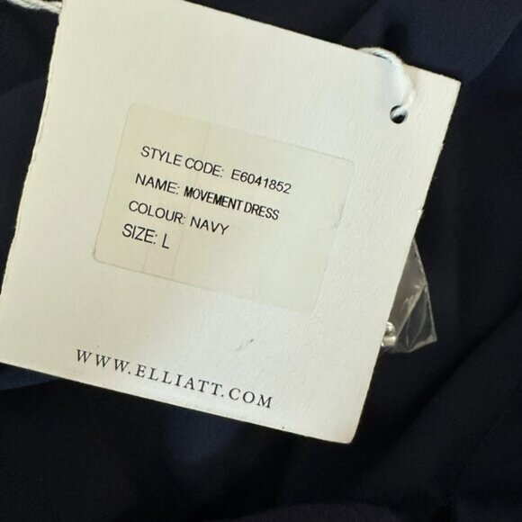 ELLIATT NWT Asymmetrical Ruffle Hem Wrap Dress in Navy Size L Romantic Feminine - Picture 8 of 13